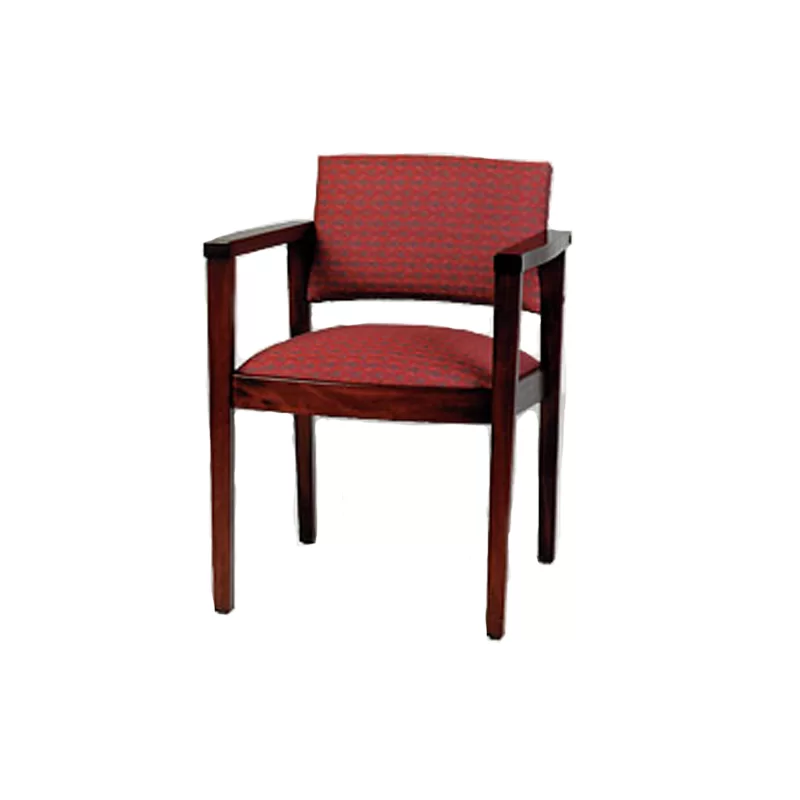 chair upholstered back and seat red fabric