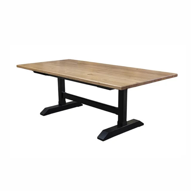 hahn refectory dining table wooden top and black metal legs