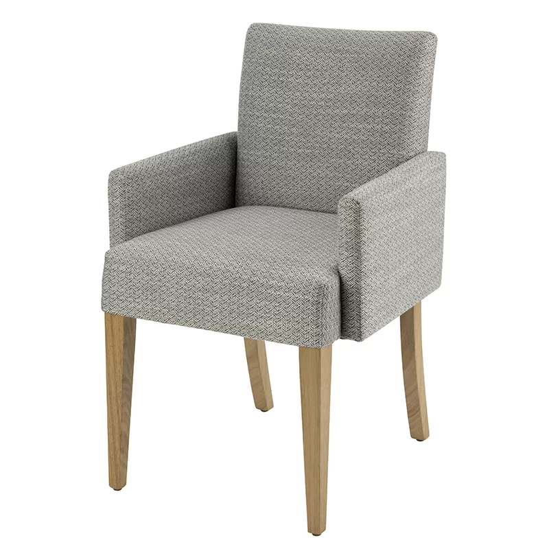upholstered arm dining chair grey