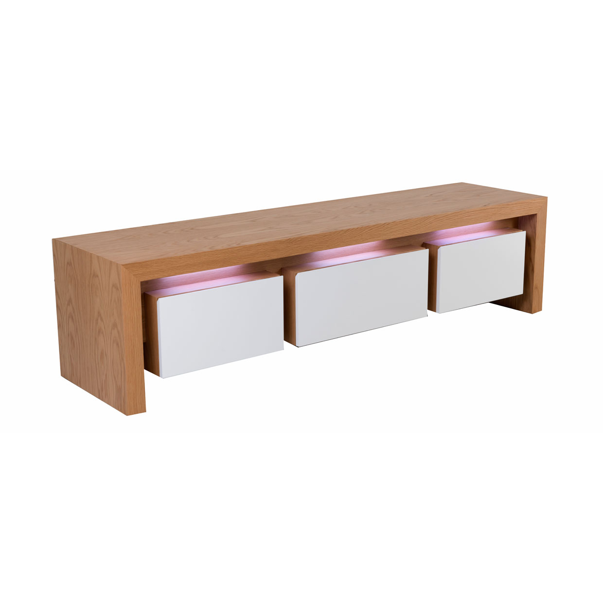 mclaren TV unit 3 drawers solid timber and LED made in Adelaide