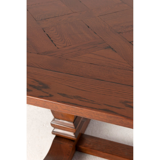 T372 Provence timber table parquettry top montpelier base American Oak 2780 x 1070 