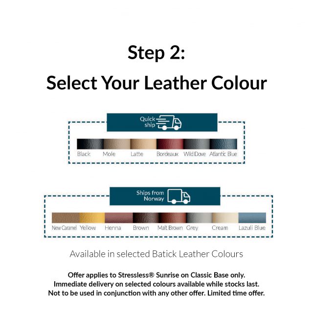 Select Your Leather Colour for your Sunrise Classic Stressless Recliner available at Pfitzner Furniture