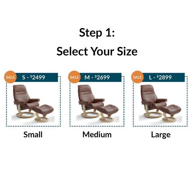 Select Your Size for your Sunrise Classic Stressless Recliner available at Pfitzner Furniture