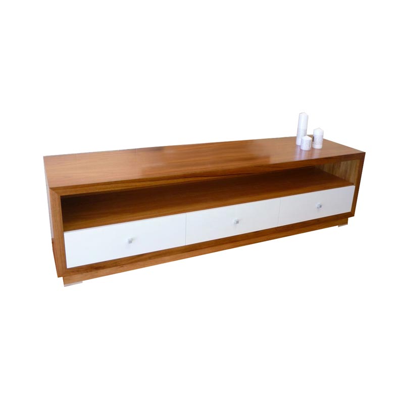 Australian Blackwood TV Unit with white 2 pack painted drawer fronts
