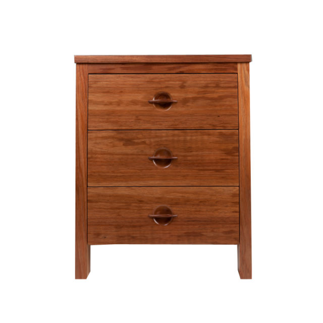 Chess 3 drawer bedside cabinet. Dovetailed drawers with under mounted Blumotion runners
