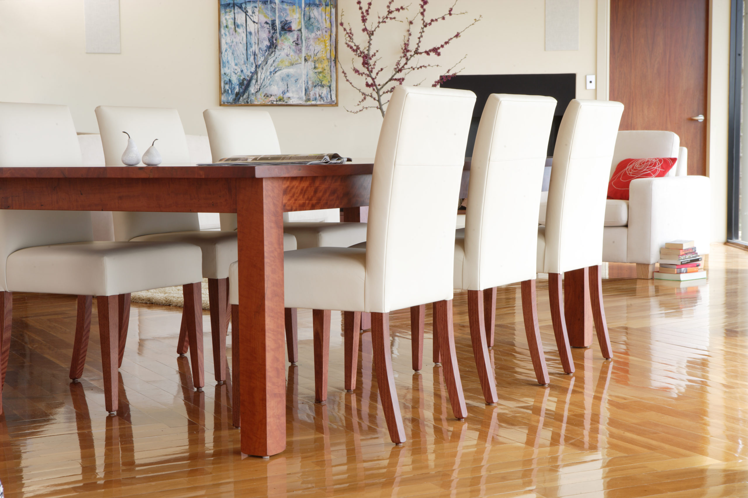 Australian made Benson Redgum dining table and Taylor chairs by Pfitzner