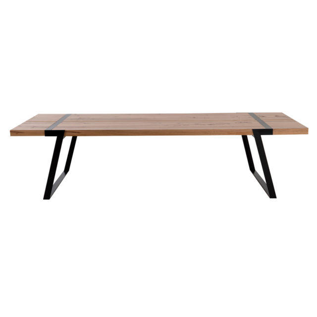 Sven Dining table indoor outdoor - 3.0 x 1.2m Black Stainless steel base with Feature Eucalypt timber
