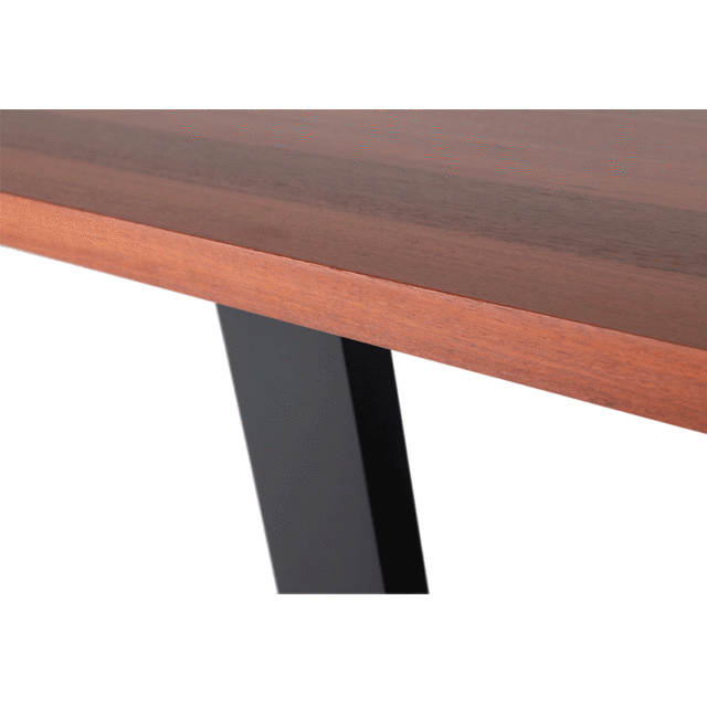 T417 Hove table, recycled jarrah top matt black legs 2700 x 1070 Detail