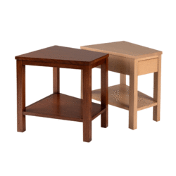 two roki recliner side tables dark and natural finish