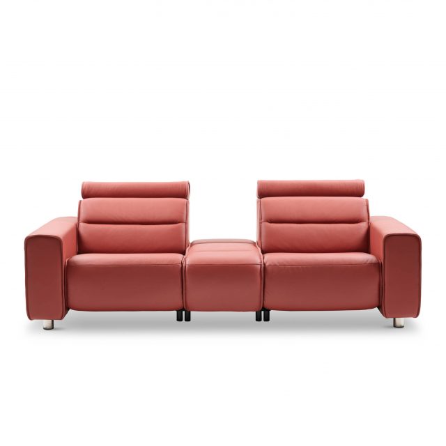 Stressless Emily Wide Arm Sofa & long seat, Powered, Cherry Leather
