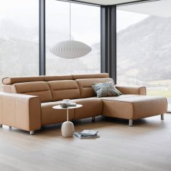 Stressless Emily Wide Arm Sofa & long seat, Powered, Paloma Almond Leather