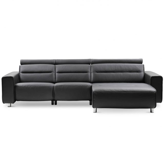 Stressless Emily Wide Arm Sofa & long seat, Powered, Black Leather