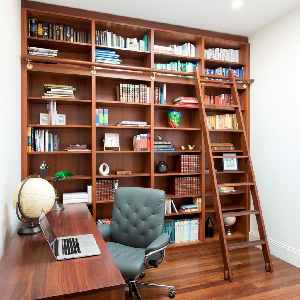 timber custom bookshelf wall unit made in South Australia