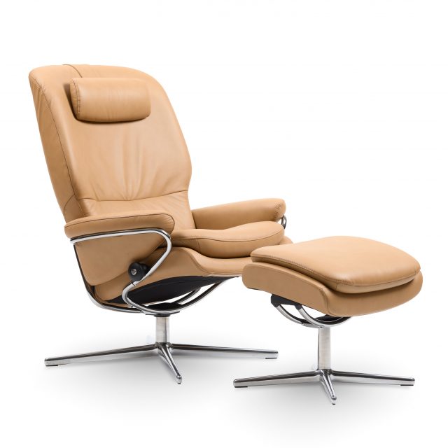 Stressless Rome High Cross base in Chrome With Paloma Almond Leather