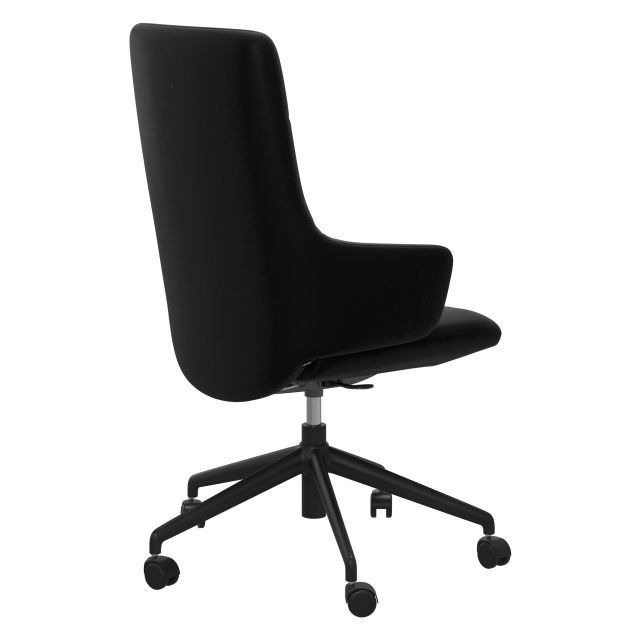 Chili Home Office High Back with arms. Black Leather with Black Base