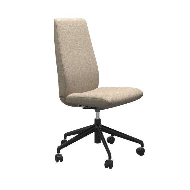 Stressless Laurel Home Office High Back with no arms. Cream Leather with Black Base