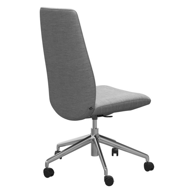 Stressless Laurel Home Office High Back with no arms. Grey Leather with Chrome Base