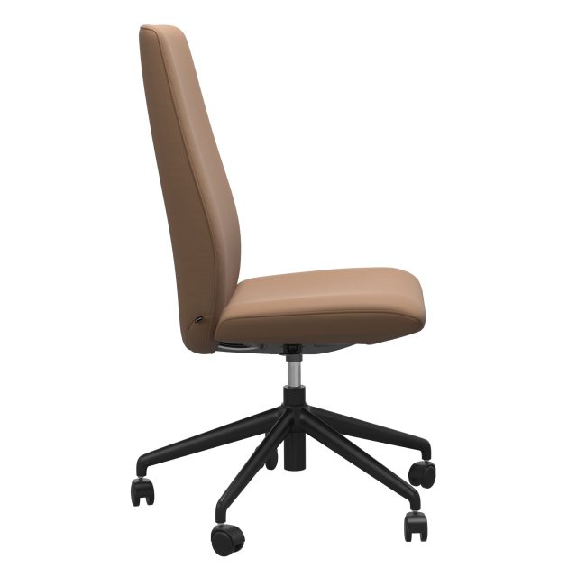Stressless Laurel Home Office High Back with no arms. Beige Leather with Black Base
