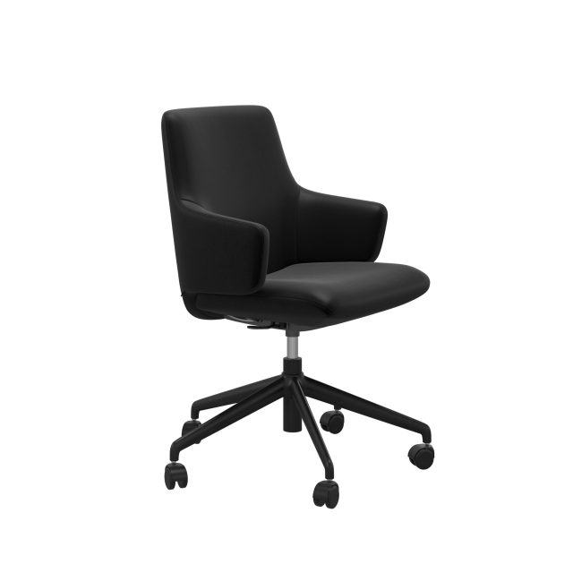 Stressless Laurel Home Office Low Back with arms. Black Leather with Black Base