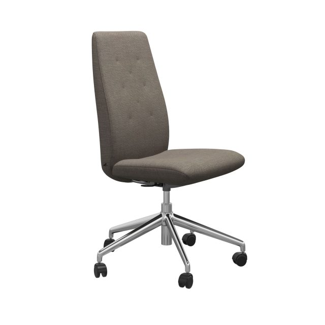 Stressless Rosemary Home Office High Back with no arms. Grey Leather with Chrome Base