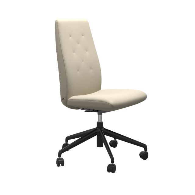 Stressless Rosemary Home Office High Back with no arms. White Leather with Black Base
