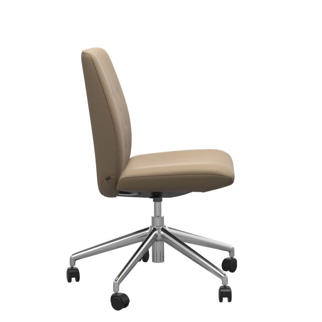 Stressless Rosemary Home Office Low Back with no arms. Beige Leather with Chrome Base