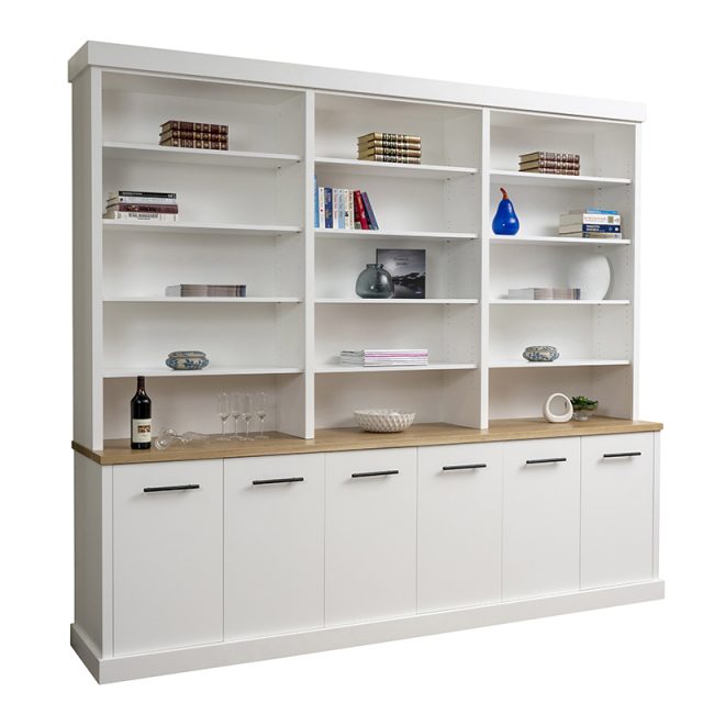 Bookshelf with painted door base section and Solid USA Oak bench top