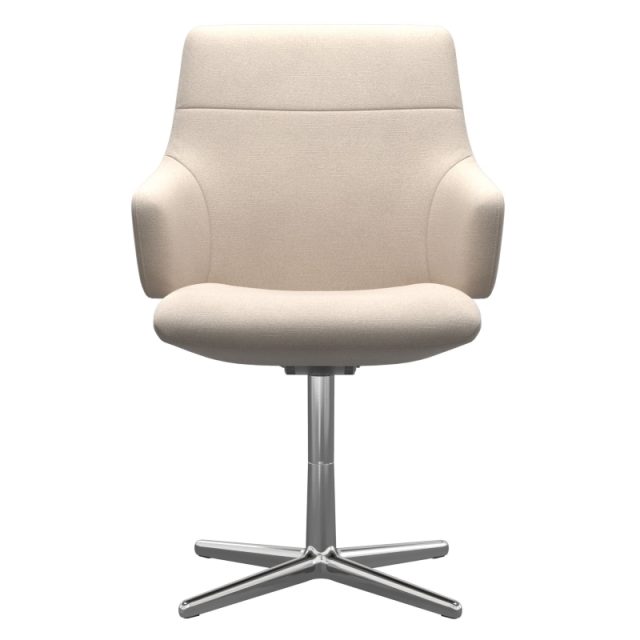 Chilli dining chair (L) with arms - Magnolia Light Beige, D450 Base Chrome