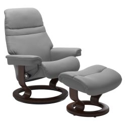 Stressless- Sunrise Batick Wild Dove and Brown stained Classic base