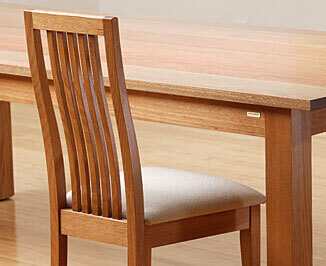 Benson solid wood dining table detail with Reeves Dining Chairs