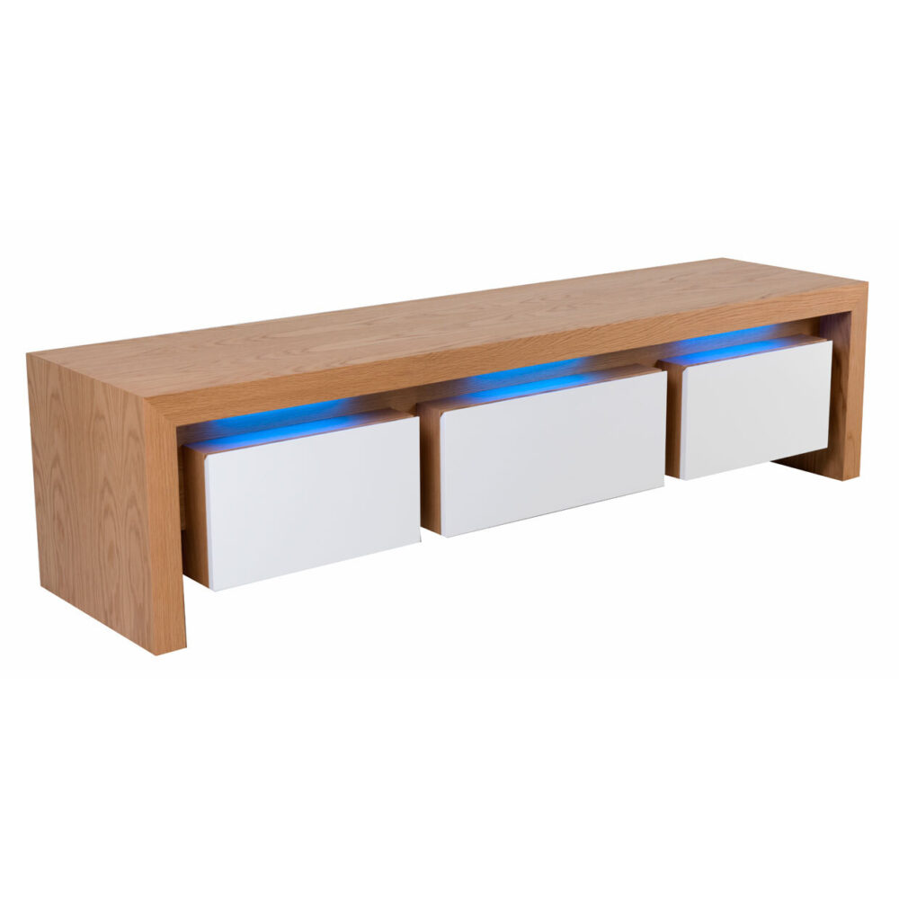 McLaren TV unit 3 drawers solid timber and LED