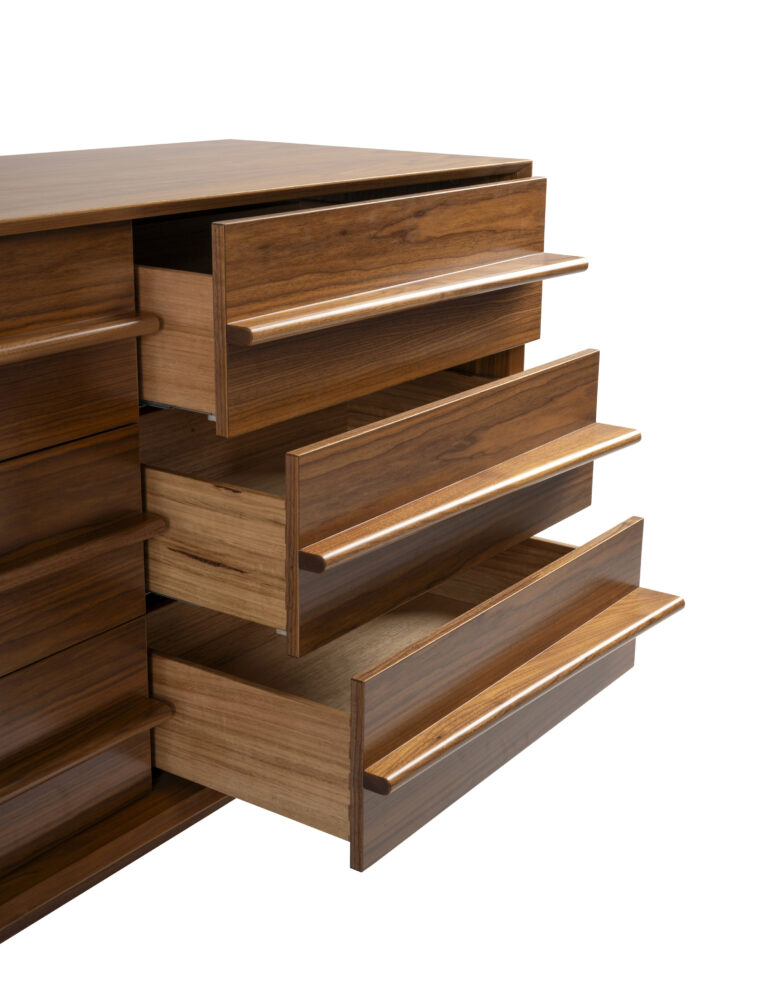 South Australian Made Dan Bedside Table Solid Timber Walnut with 9 drawers.