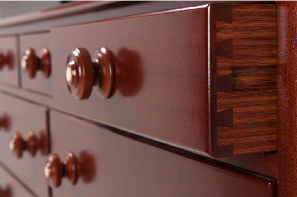 drawer detail - mid mahogany solid timber dresser bedroom furniture
