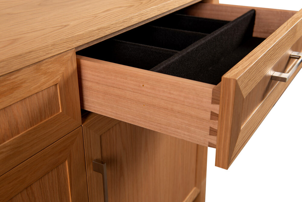 USA oak Timber cabinet Cutlery drawer felt lined made in Adelaide