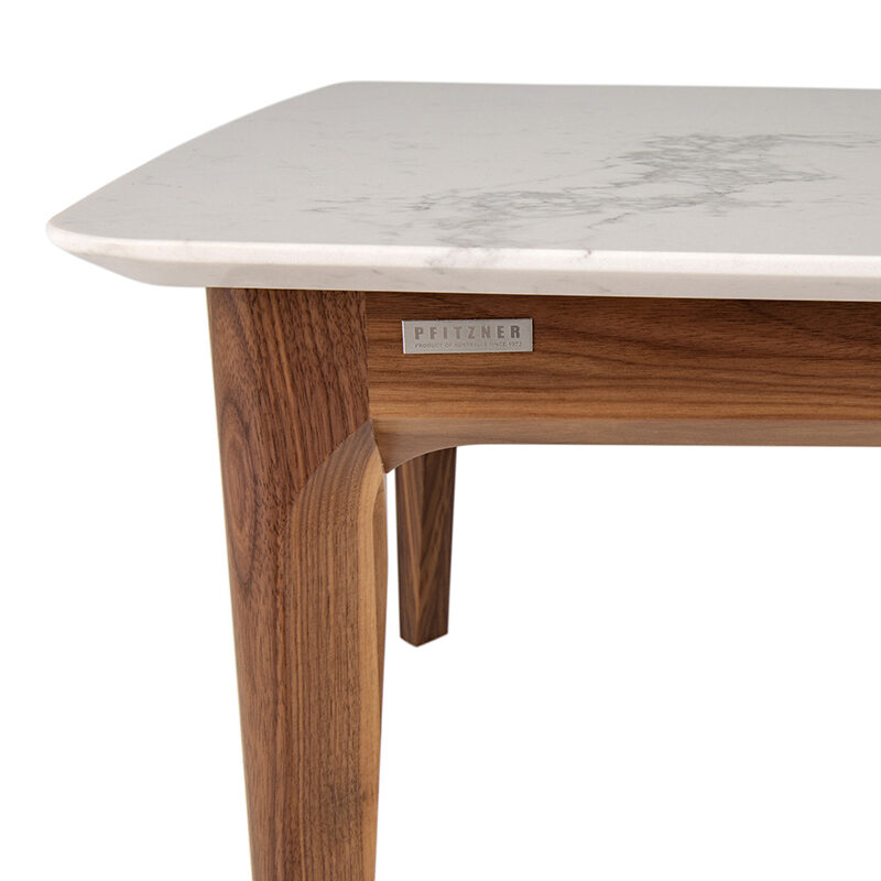 Dan Coffee table Adelaide stone top - Pfitzner logo detail