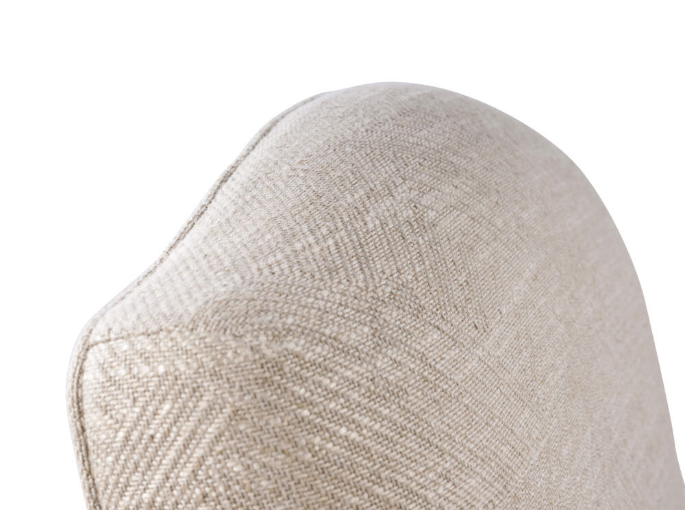 Adelaide, South Australian made solid timber traditional Bordeaux dining chair upholstered in neutral, view of top.
