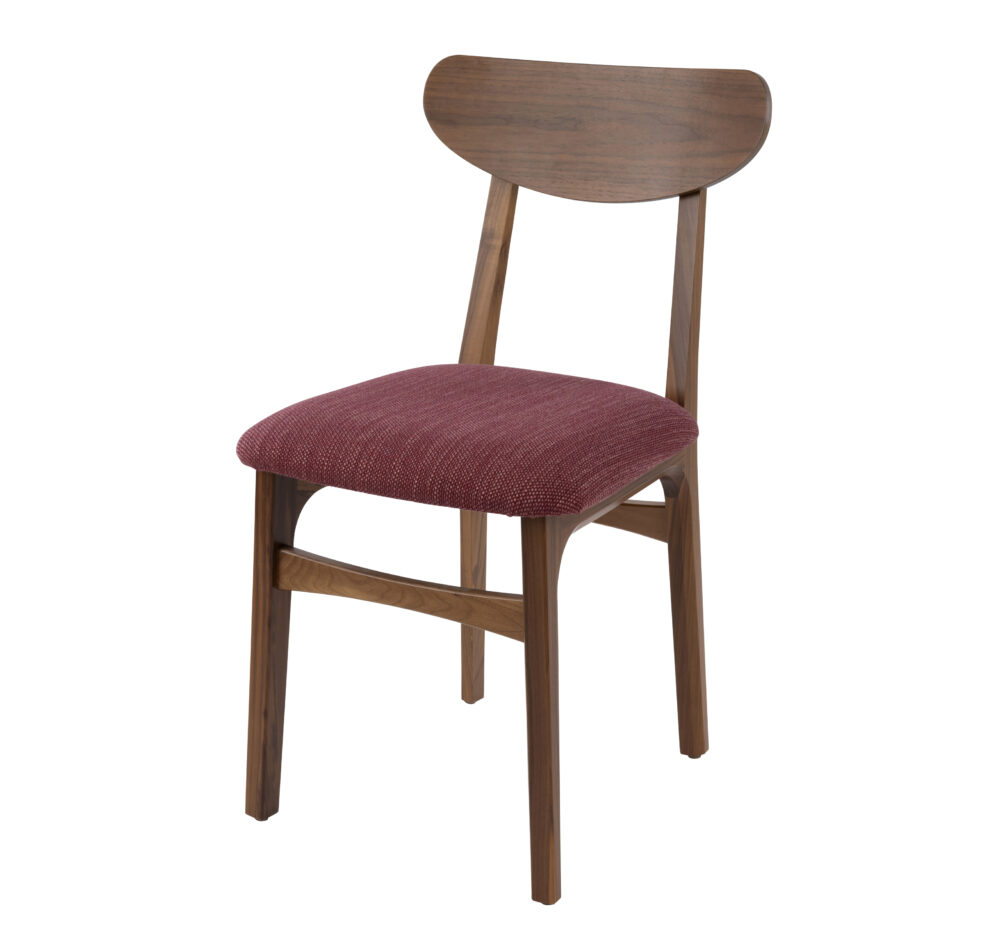 Adelaide, South Australian made solid timber Dan dining chair with a timber back, view of front.
