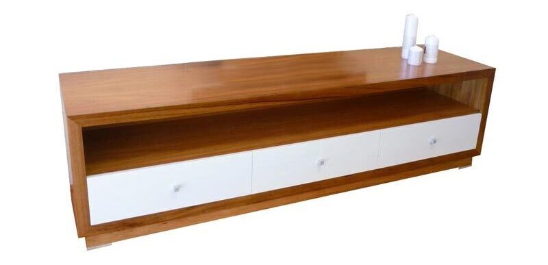 Australian Blackwood TV Unit with white 2 pack painted drawer fronts