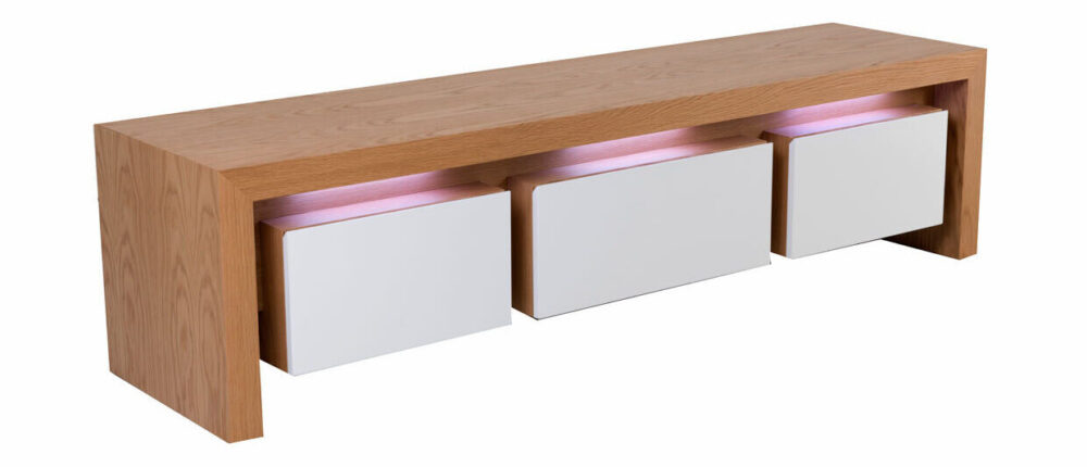 mclaren TV unit 3 drawers solid timber and LED