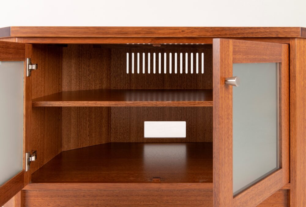 Corner entertainment units - cabinet storage detail