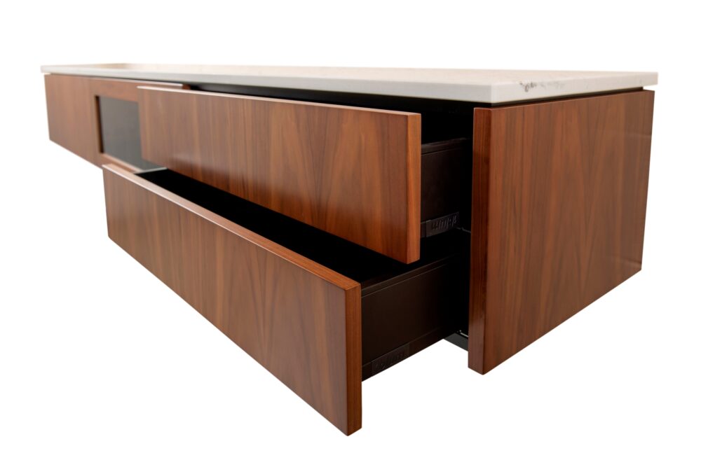 Dan wall mounted entertainment cabinet with Stone top