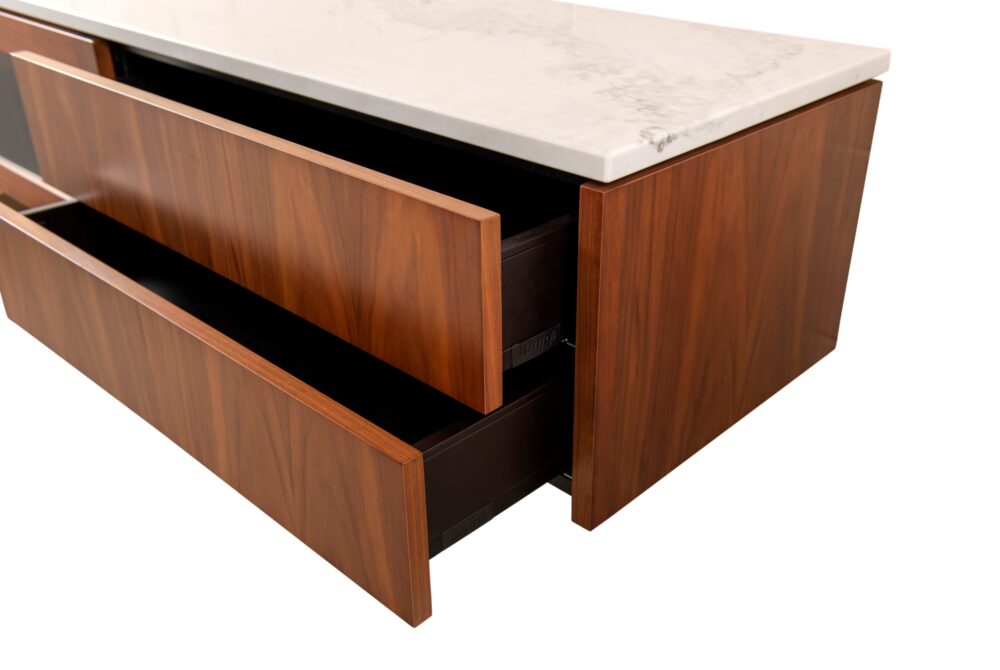 Dan wall mounted entertainment cabinet with Stone top