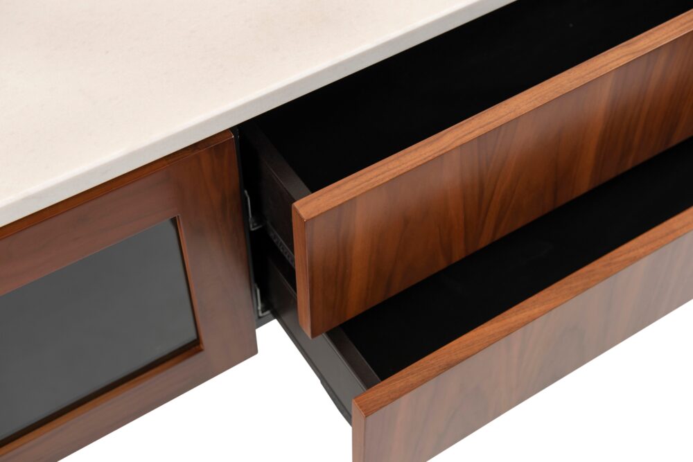Dan wall mounted entertainment cabinet with Stone top