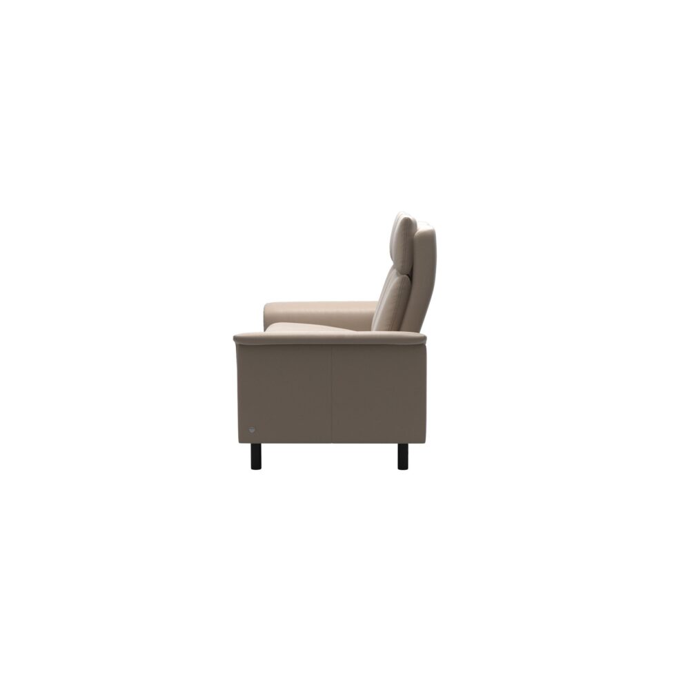Stressless Aurora 2 Seater Lounge Sofa Cori Leather in Vanilla with Black Stained Wood legs