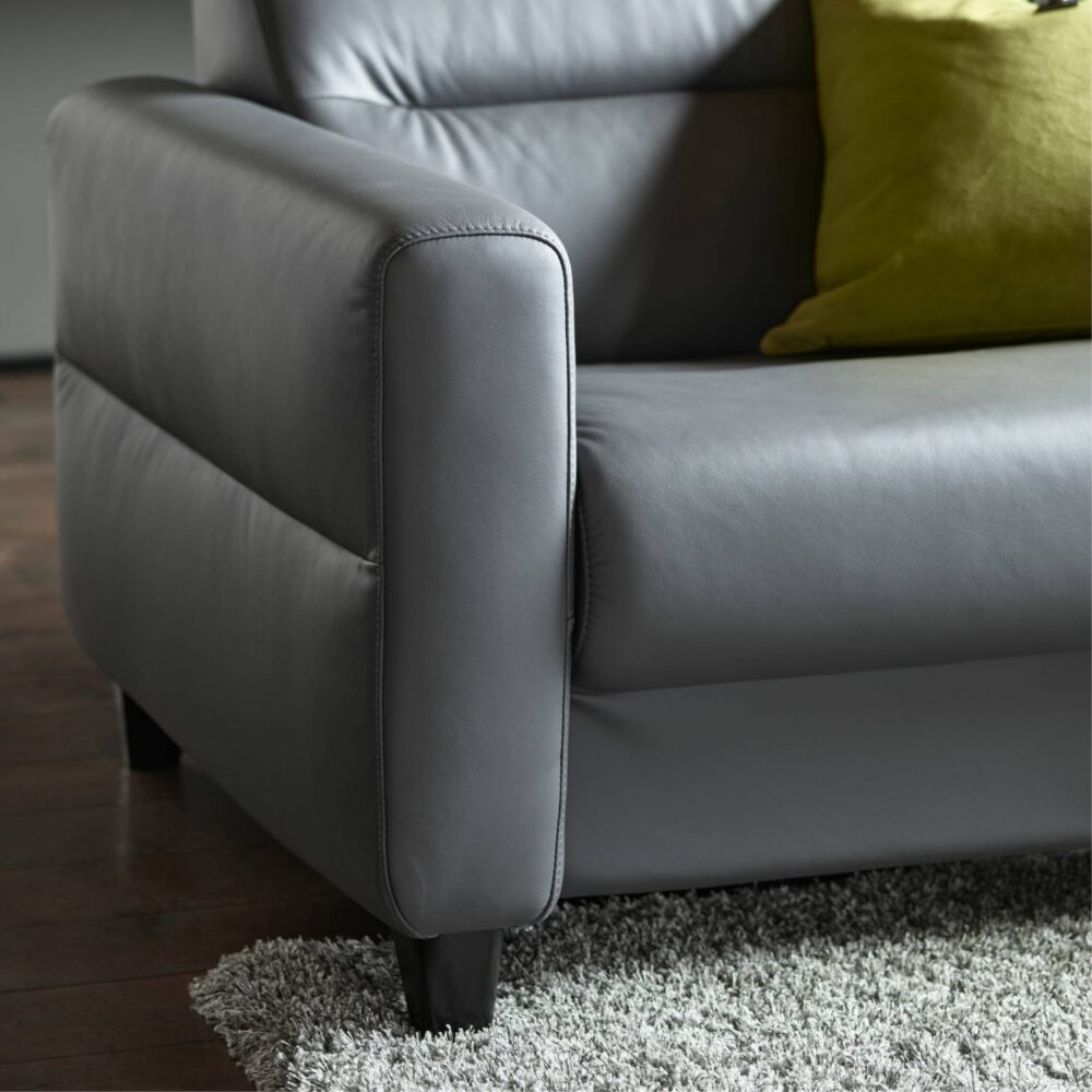Stressless Fiona Sofa - grey leather upholstered arms