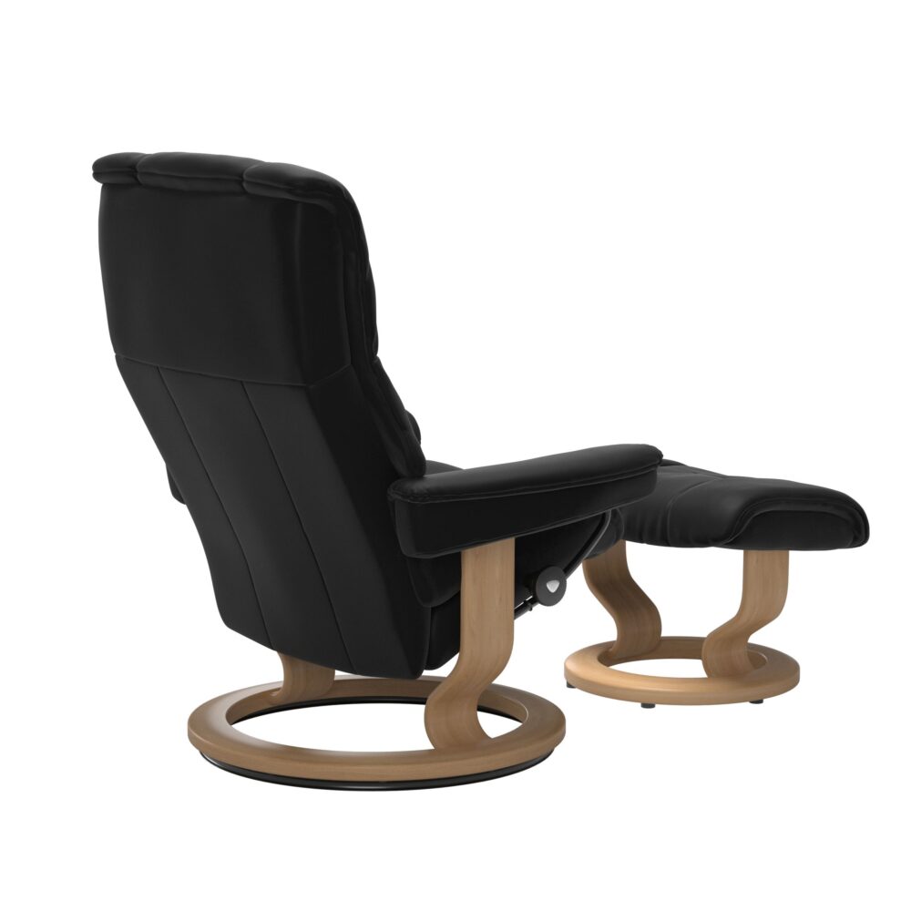 Stressless Mayfair Recliner Black Leather with Oak Base