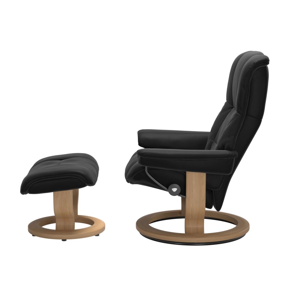 Stressless Mayfair Recliner Black Leather with Oak Base