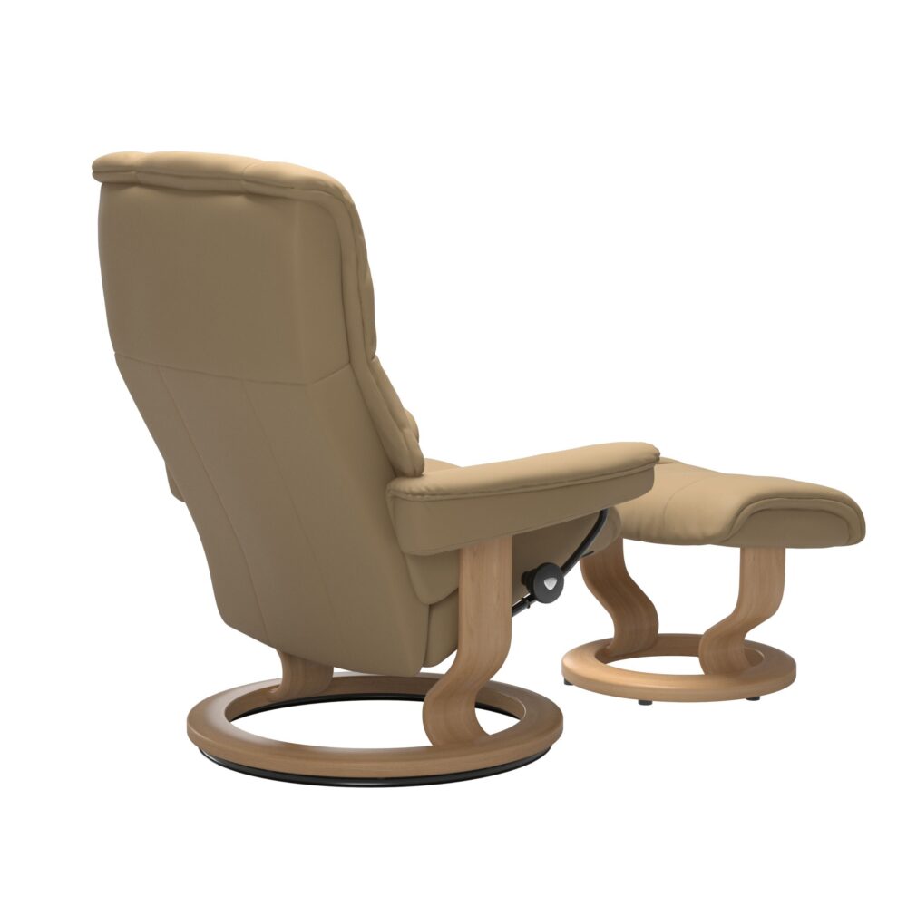 Stressless Mayfair Recliner Classic Base Oak with Paloma leather Light Tan Sand