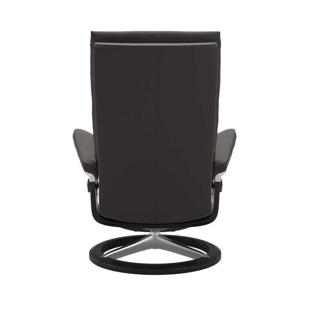 Stressless Aura Signature Base Paloma Leather Dark Black Rock Aluminium Metal Black Wood