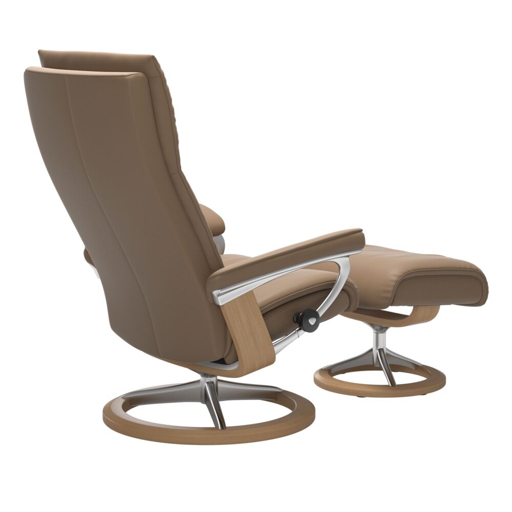Stressless Aura Signature Base Paloma Leather Tan Light Almond Aluminium Metal Oak Wood